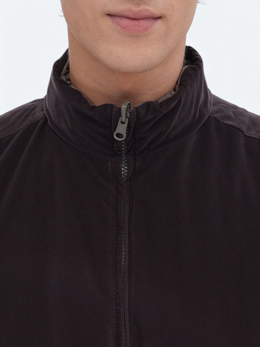 Koyu Vizon Regular Fit Gizli Kapüşon Casual Dokuma Spor Yelek - 8