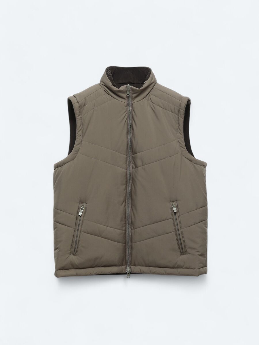 Koyu Vizon Regular Fit Gizli Kapüşon Casual Dokuma Spor Yelek - 13