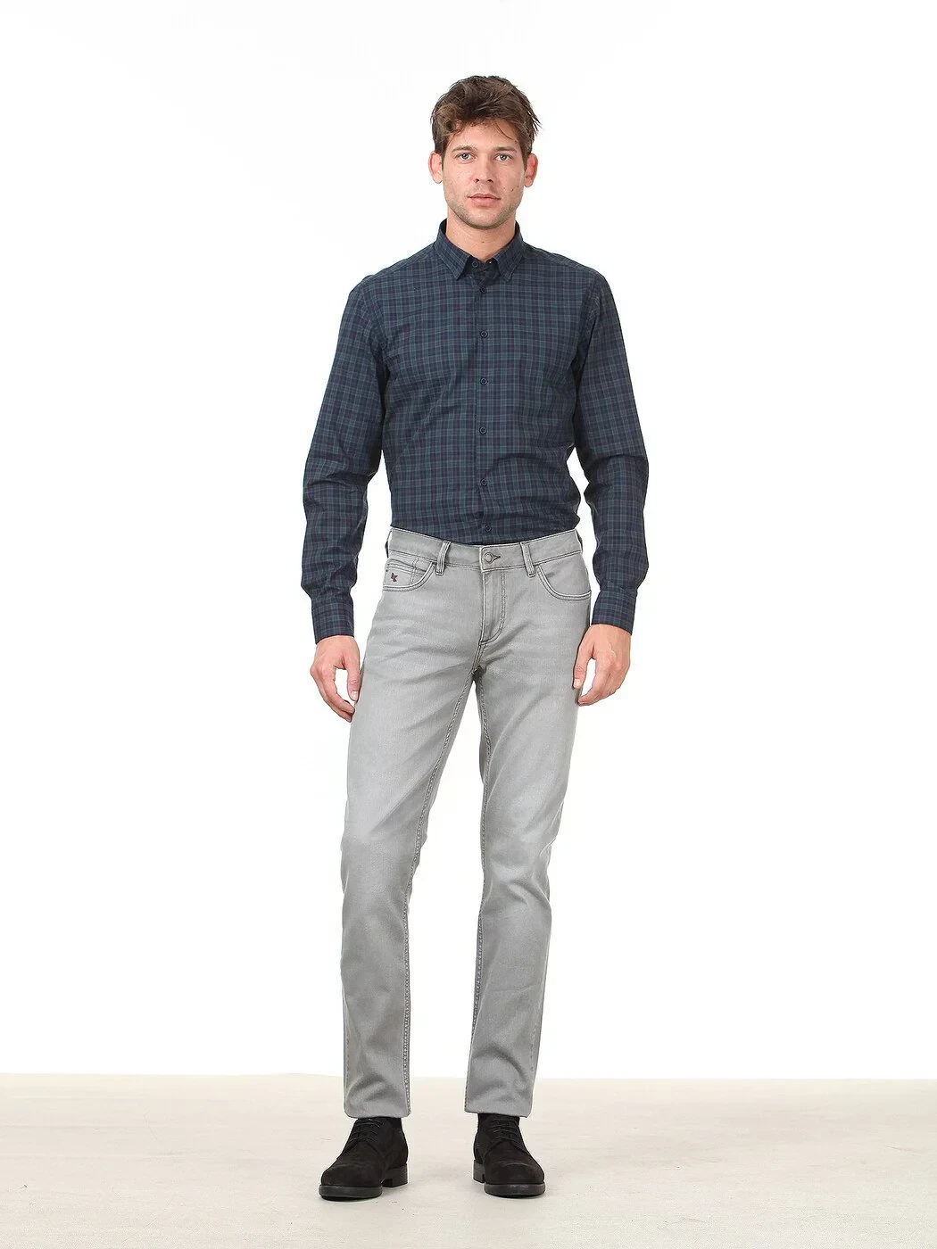 Koyu Yeşil Kareli Regular Fit Dokuma Casual %100 Pamuk Gömlek - 3
