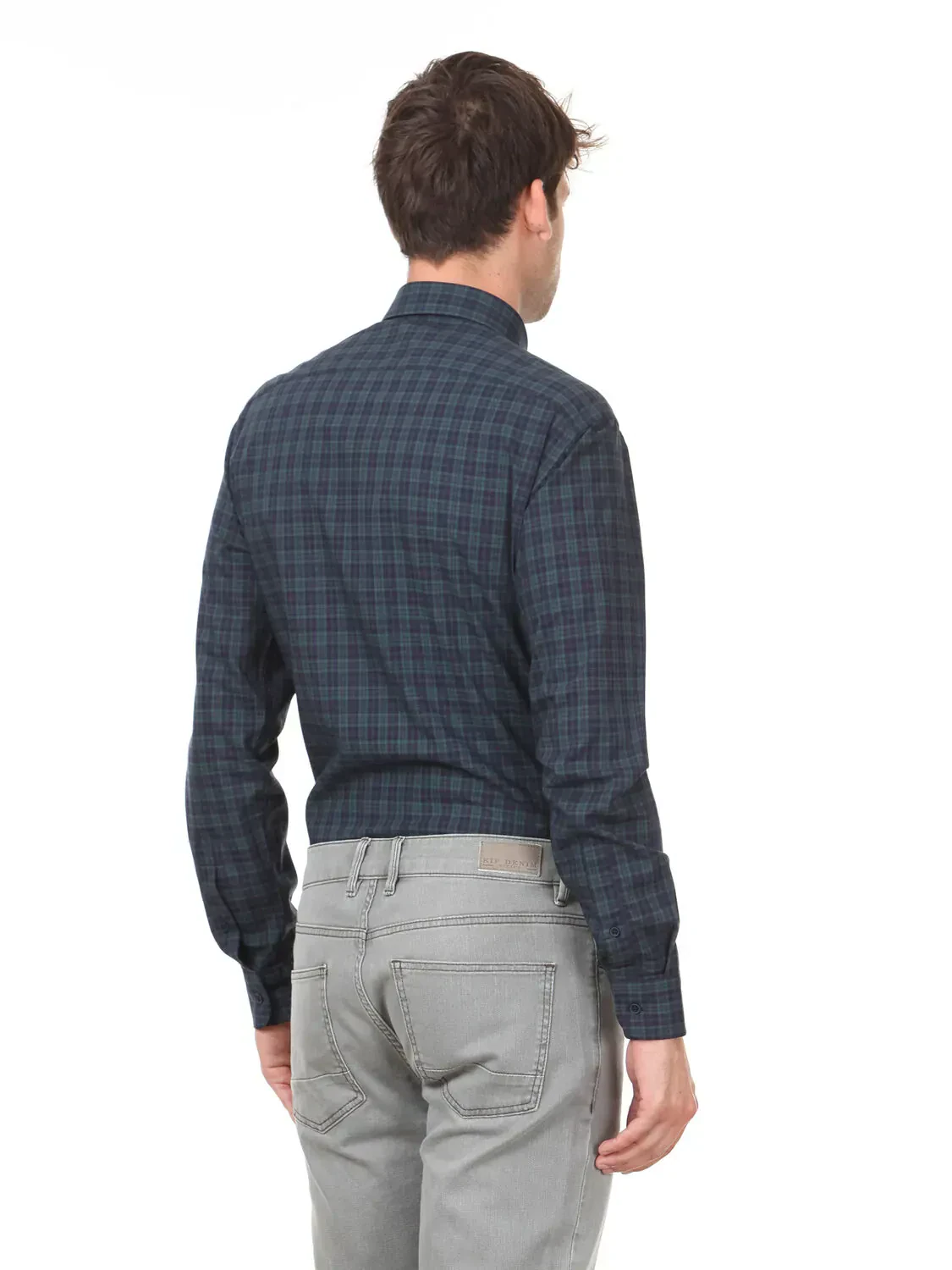 Koyu Yeşil Kareli Regular Fit Dokuma Casual %100 Pamuk Gömlek - 4