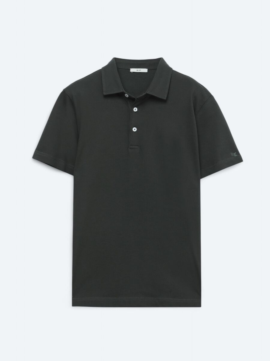 Koyu Yeşil Polo Yaka Pamuk Karışımlı T-Shirt - 6