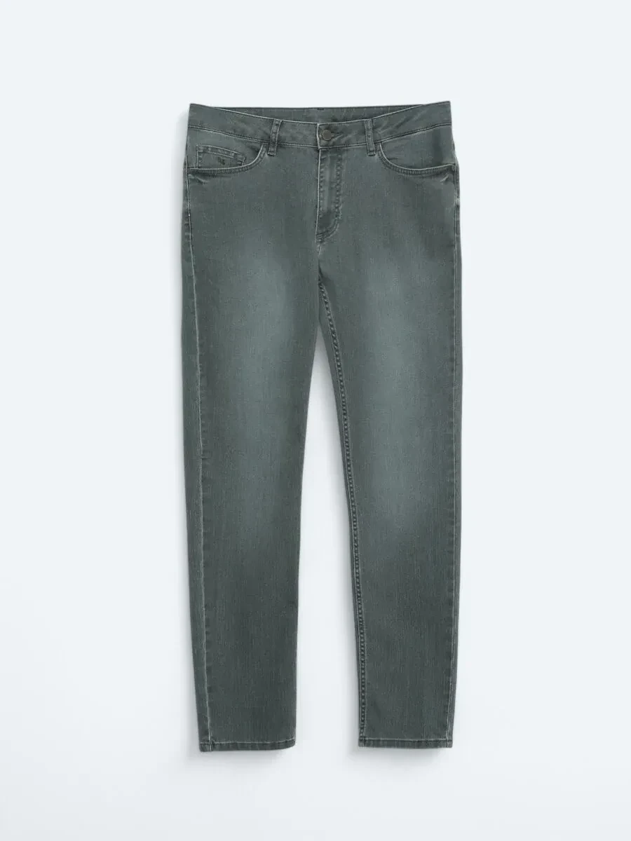 Koyu Yeşil Slim Fit Denim Pamuk Karışımlı Pantolon - 5