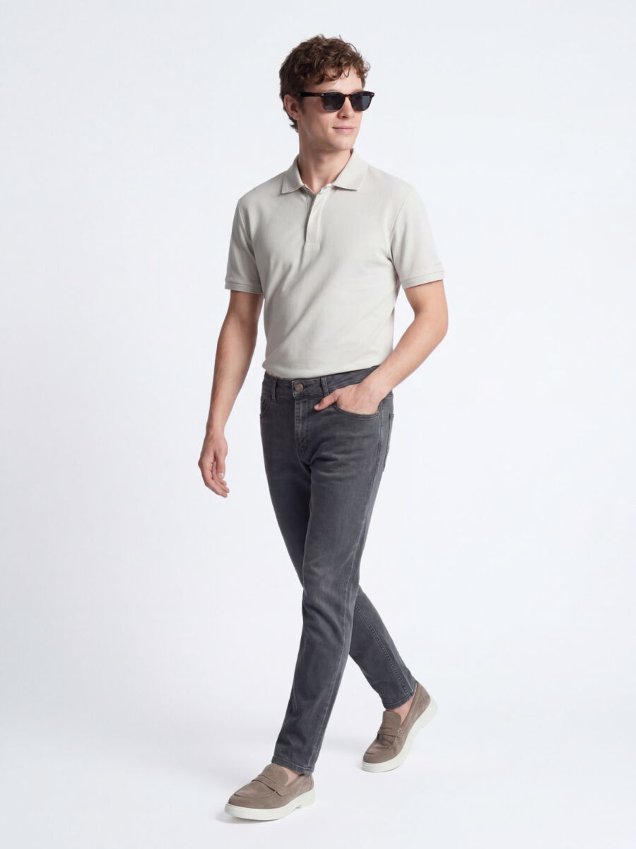 Koyu Yeşil Slim Fit Denim Pamuk Karışımlı Pantolon - 1