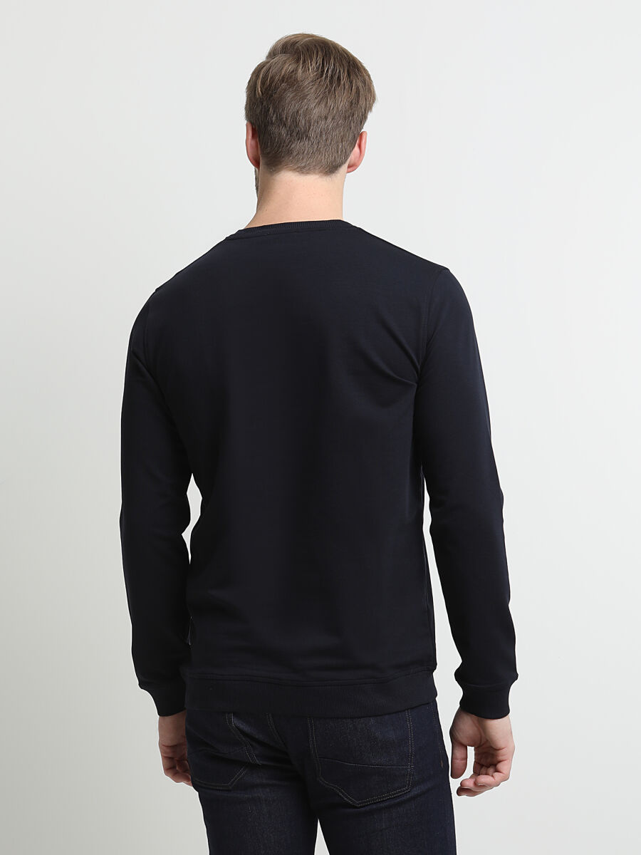 Lacivert Baskılı Sweatshırt - 4