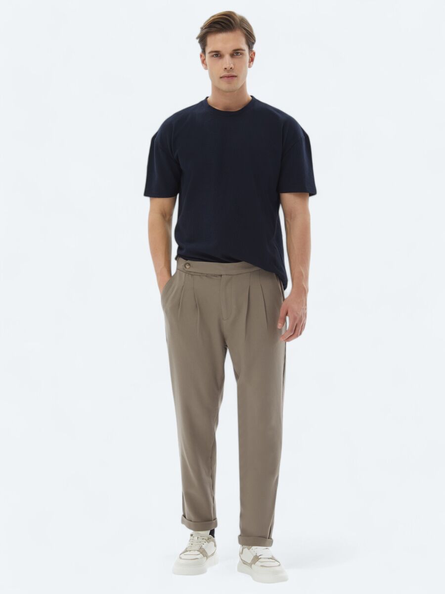 Lacivert Bisiklet Yaka %100 Pamuk T-Shirt - 2