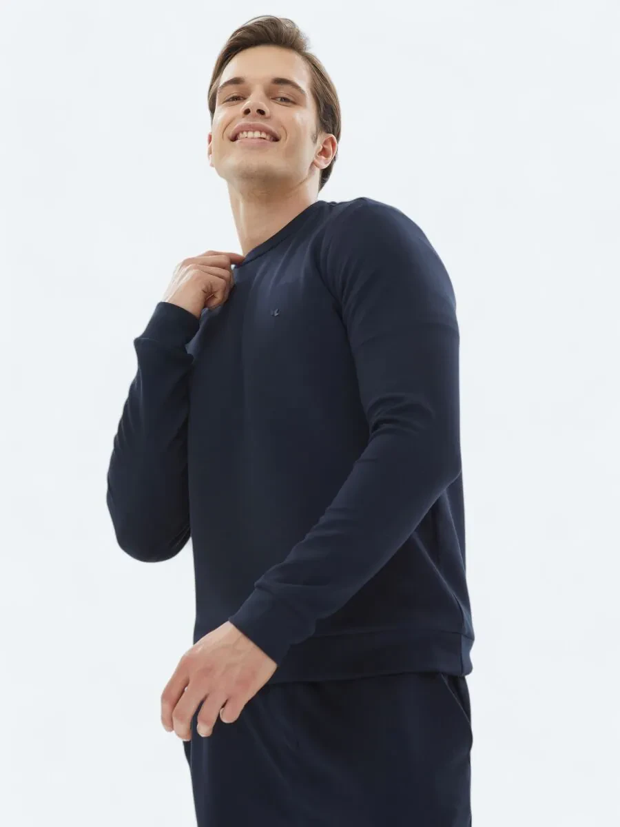 Lacivert Bisiklet Yaka Sweatshırt - 1