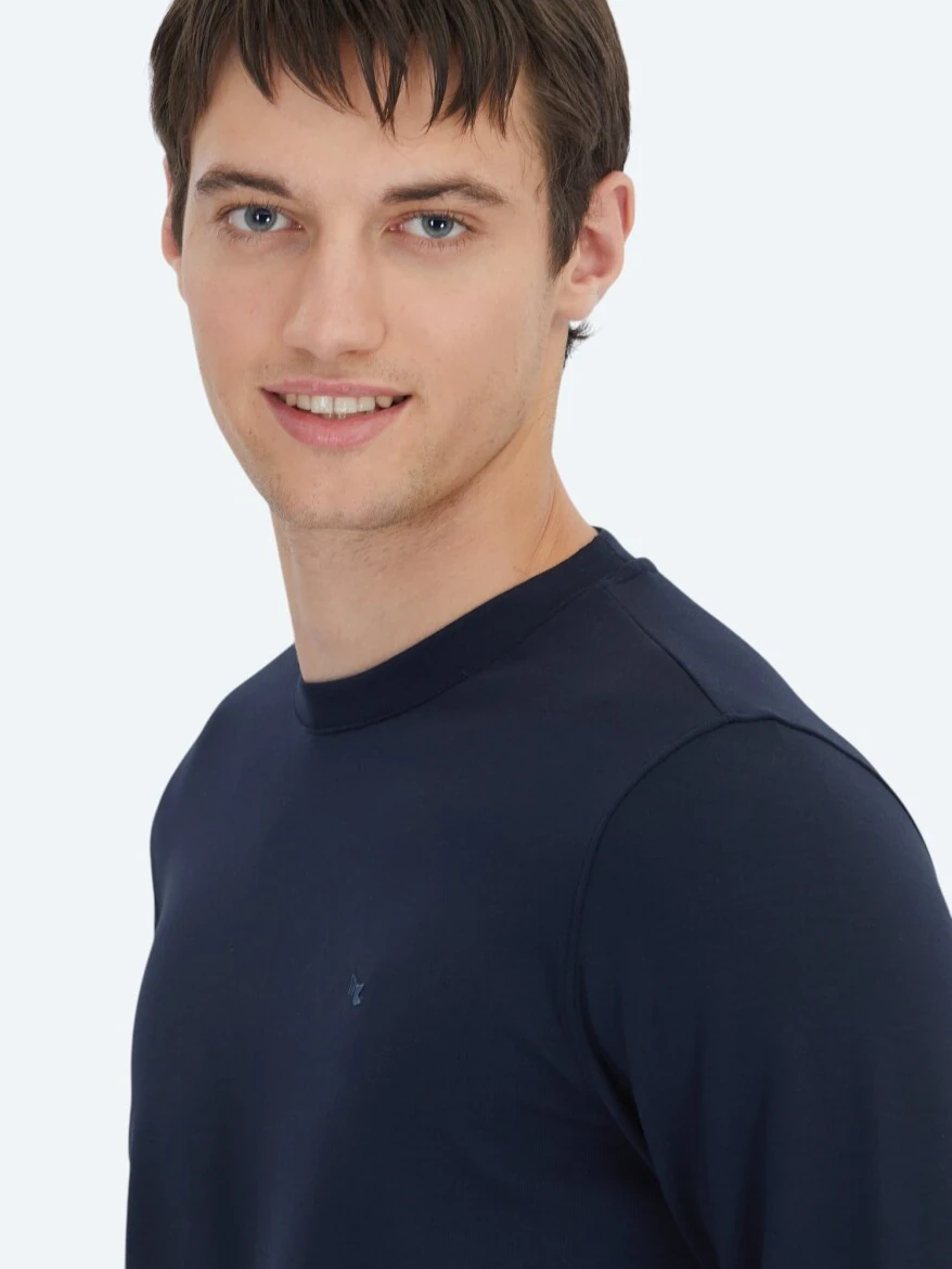 Lacivert Bisiklet Yaka Sweatshırt 