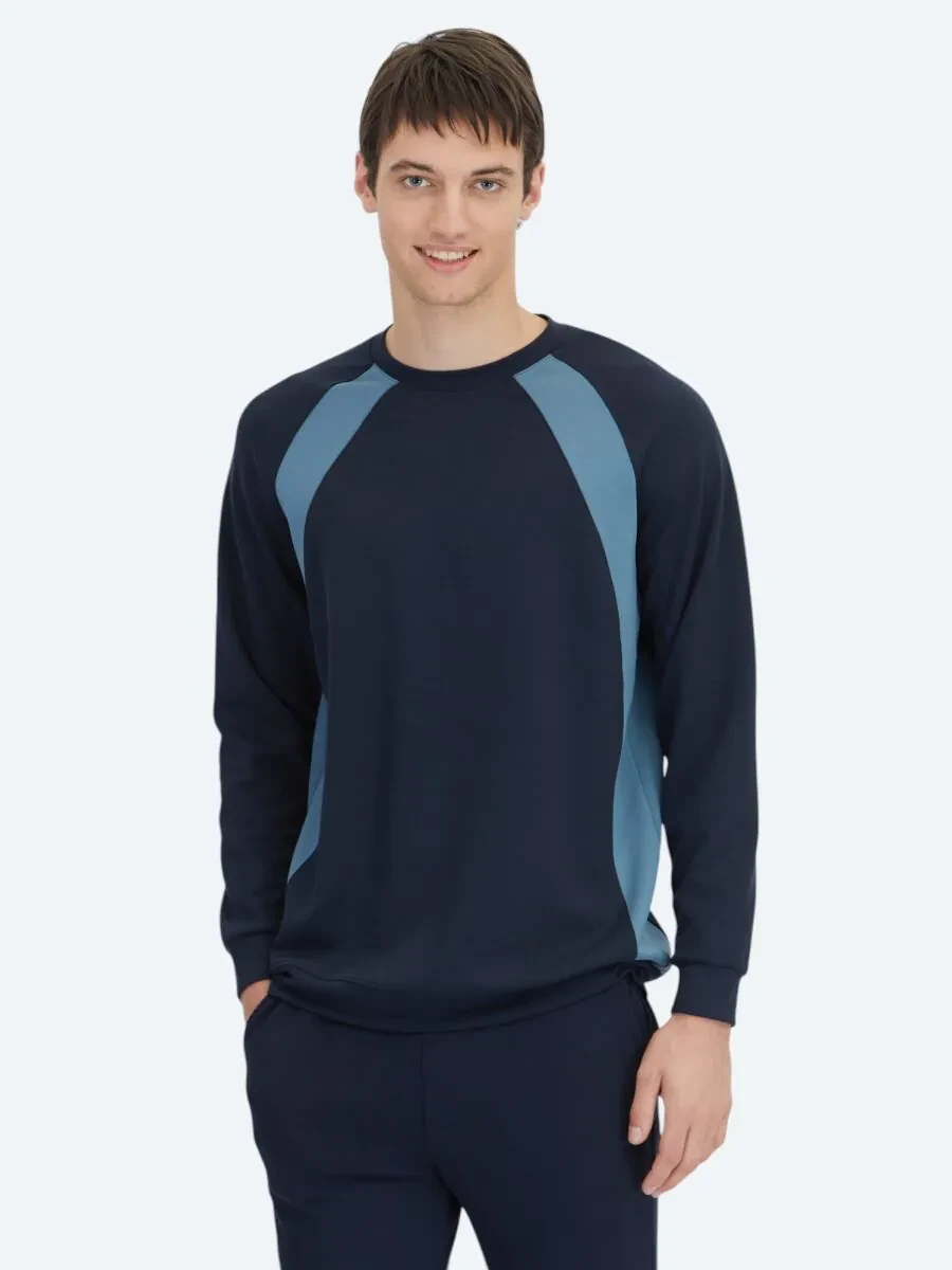 Lacivert Bisiklet Yaka Sweatshırt - 1