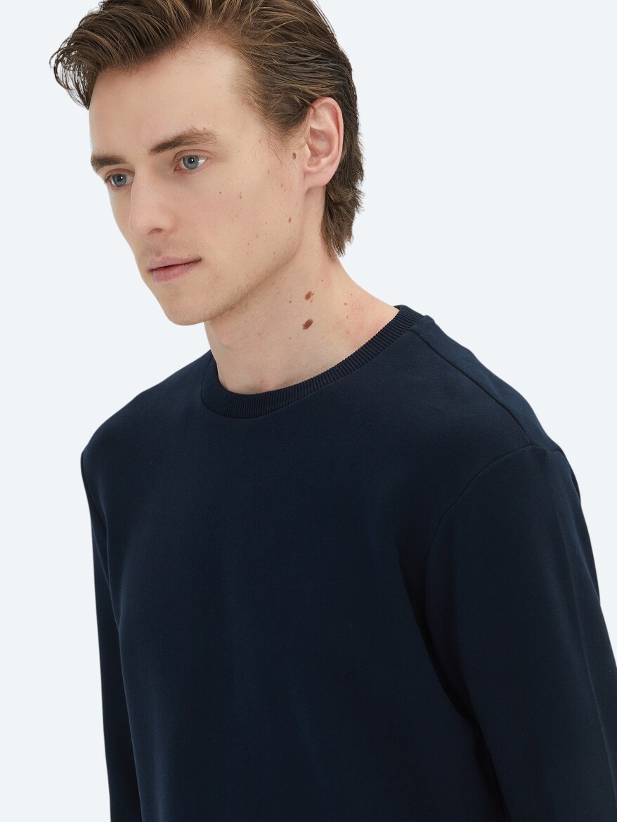 Lacivert Bisiklet Yaka Sweatshırt - 3