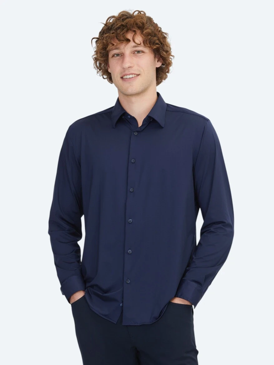 Lacivert Regular Fit Casual Gömlek - 1