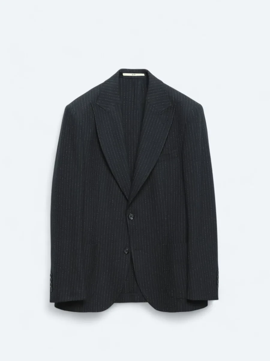 Lacivert Çizgili Comfort Fit Ceket - 7