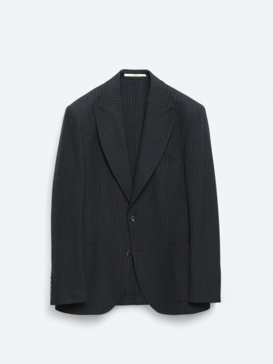 Lacivert Çizgili Comfort Fit Ceket - 7