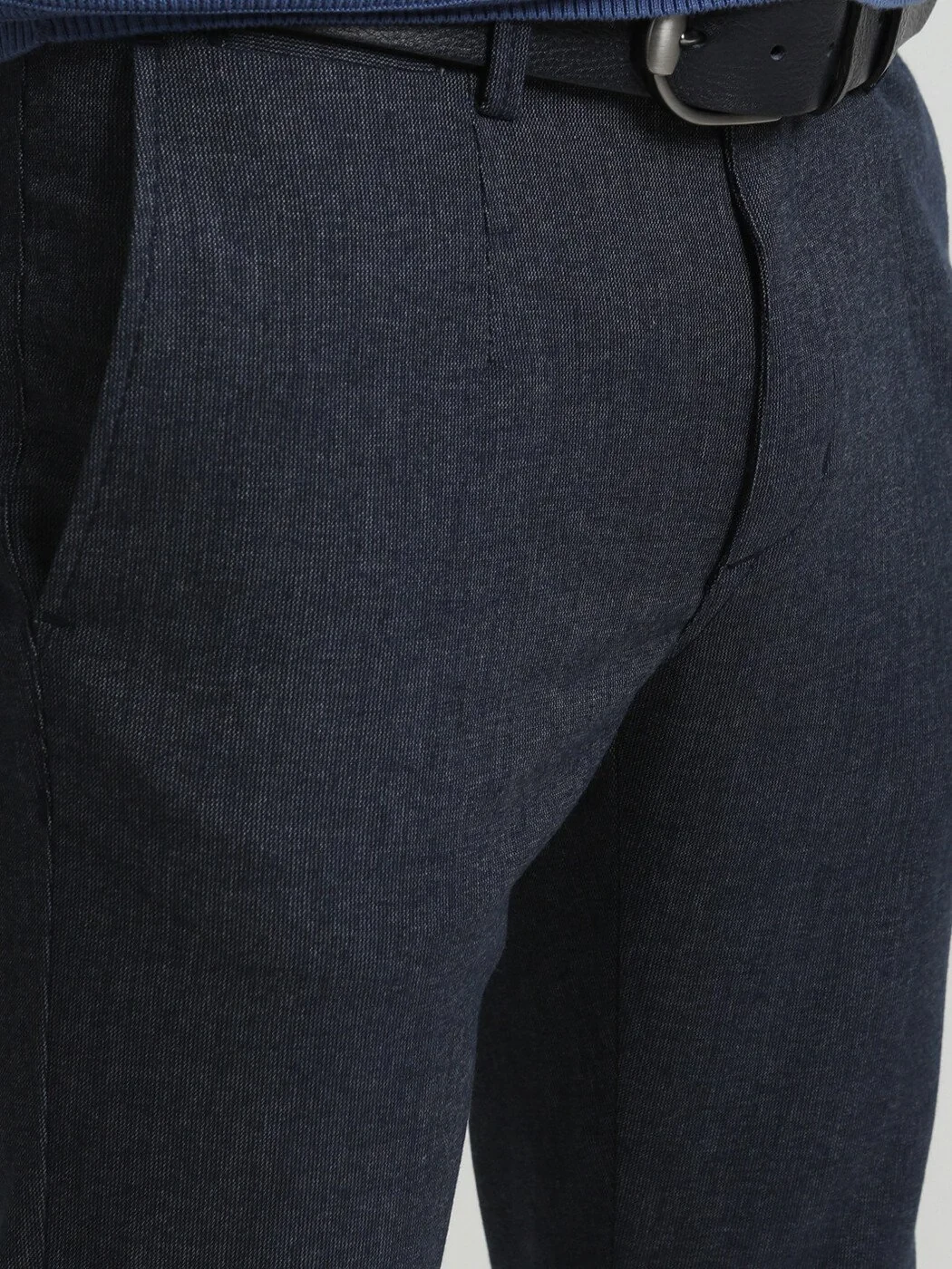 Lacivert Çizgili Dokuma Slim Fit Smart Casual Pantolon - 3