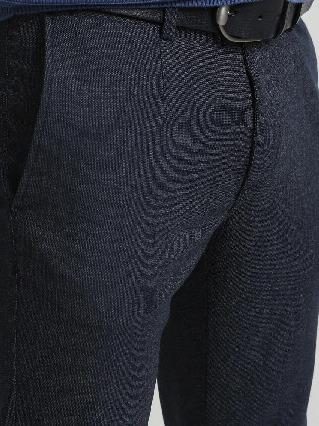 Lacivert Çizgili Dokuma Slim Fit Smart Casual Pantolon - 3