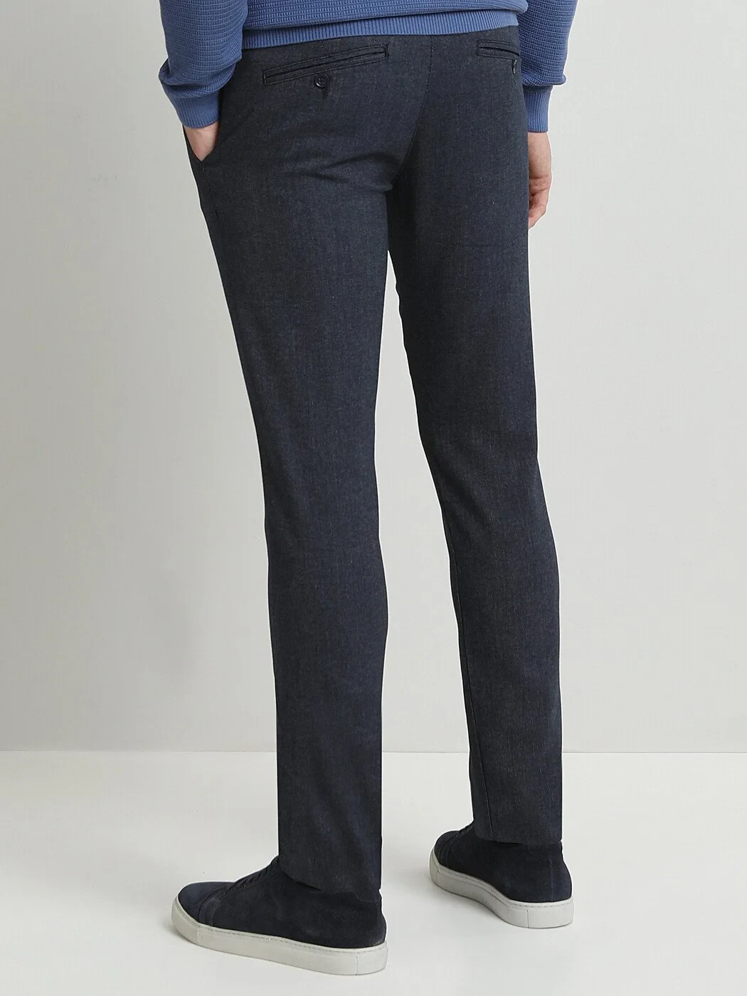 Lacivert Çizgili Dokuma Slim Fit Smart Casual Pantolon - 4