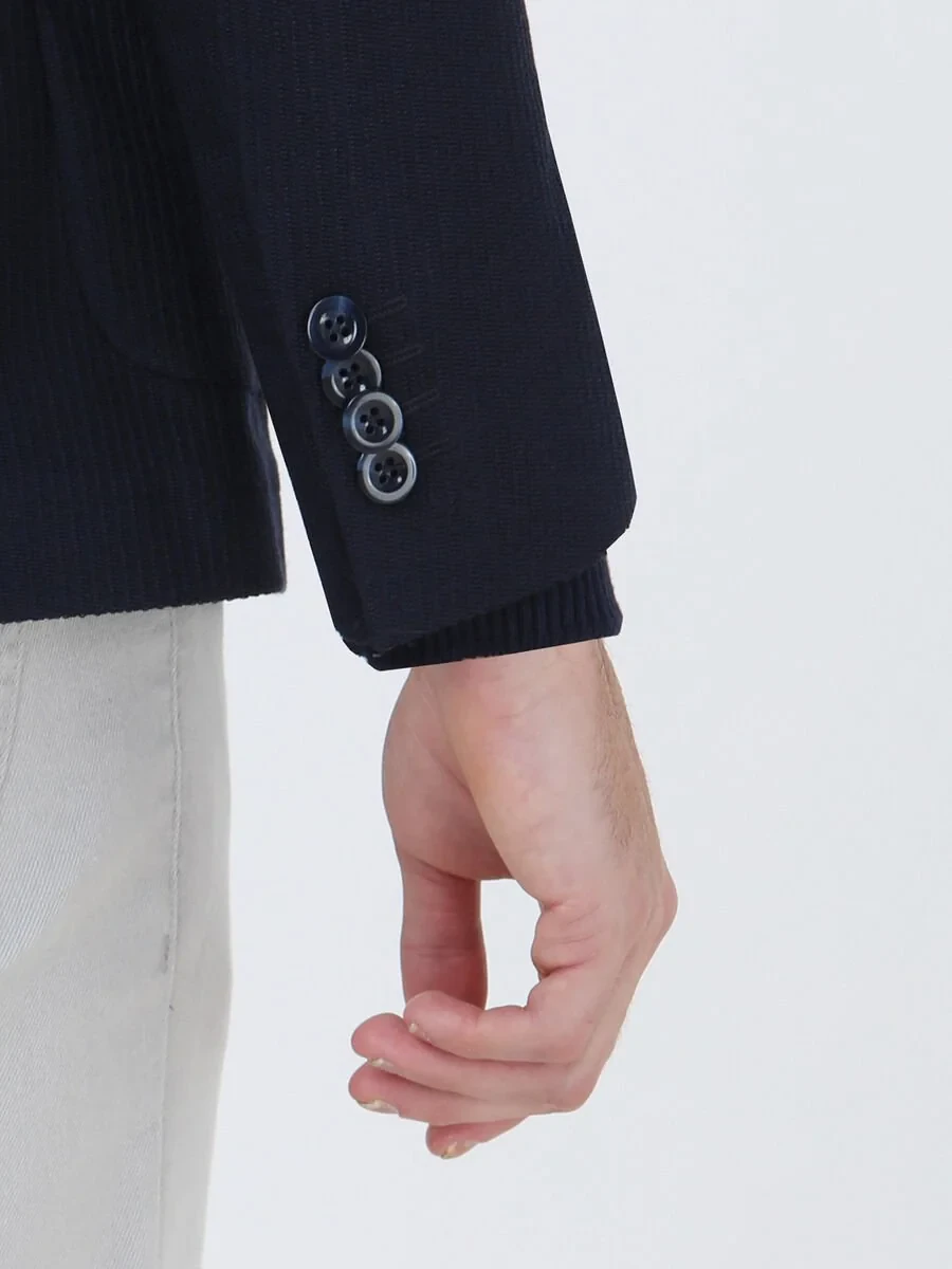 Lacivert Çizgili Modern Fit Ceket - 4
