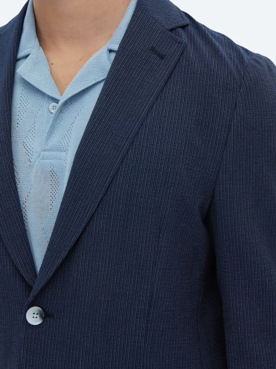 Lacivert Çizgili Modern Fit Ceket - 6