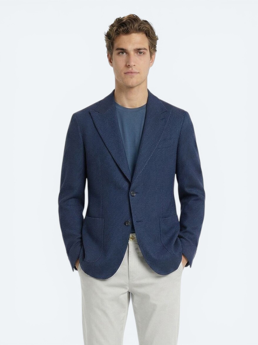 Lacivert Çizgili Modern Fit Ceket - 3