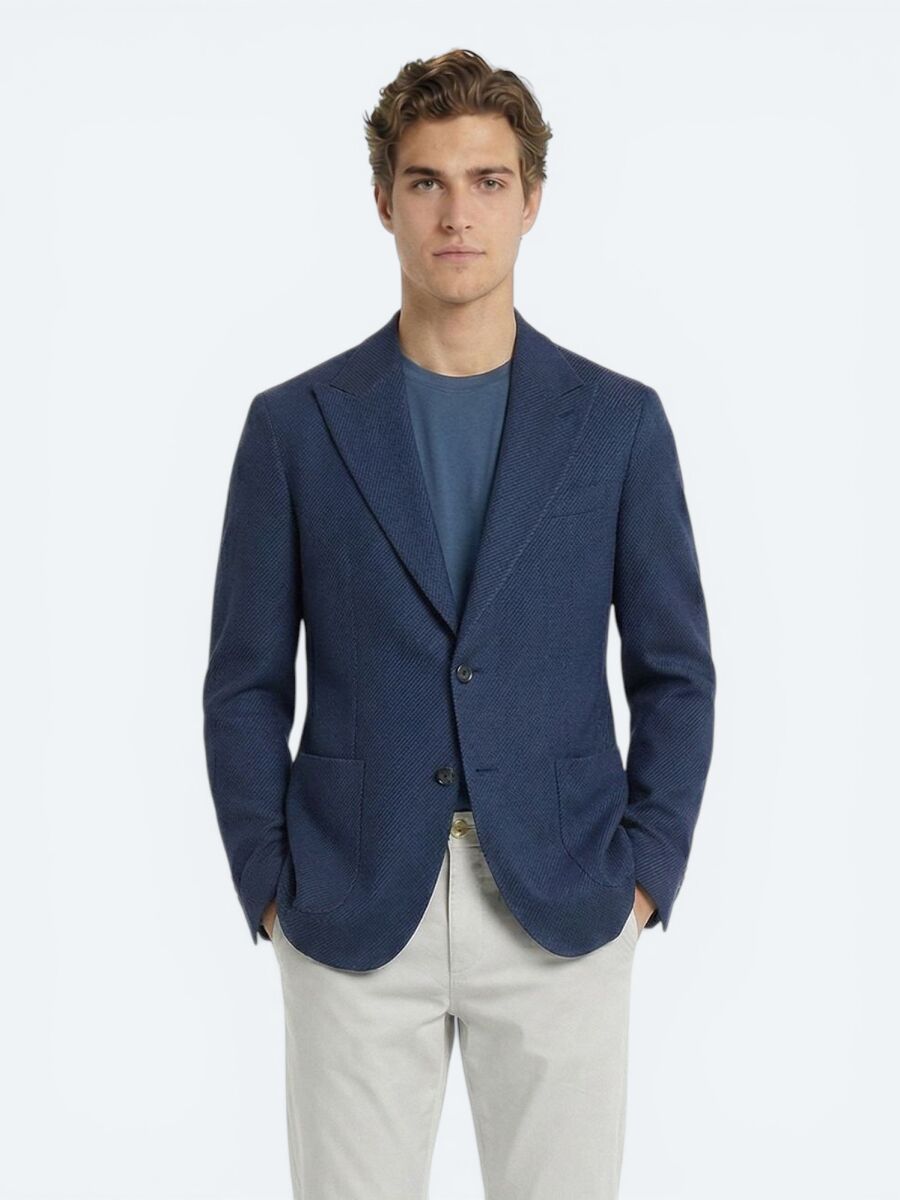 Lacivert Çizgili Modern Fit Ceket - 3