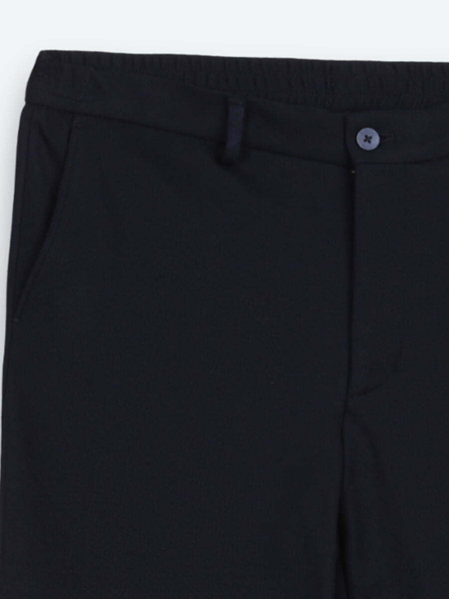 Lacivert Çizgili Modern Fit Pamuk Karışımlı Örme Takım Elbise - 11