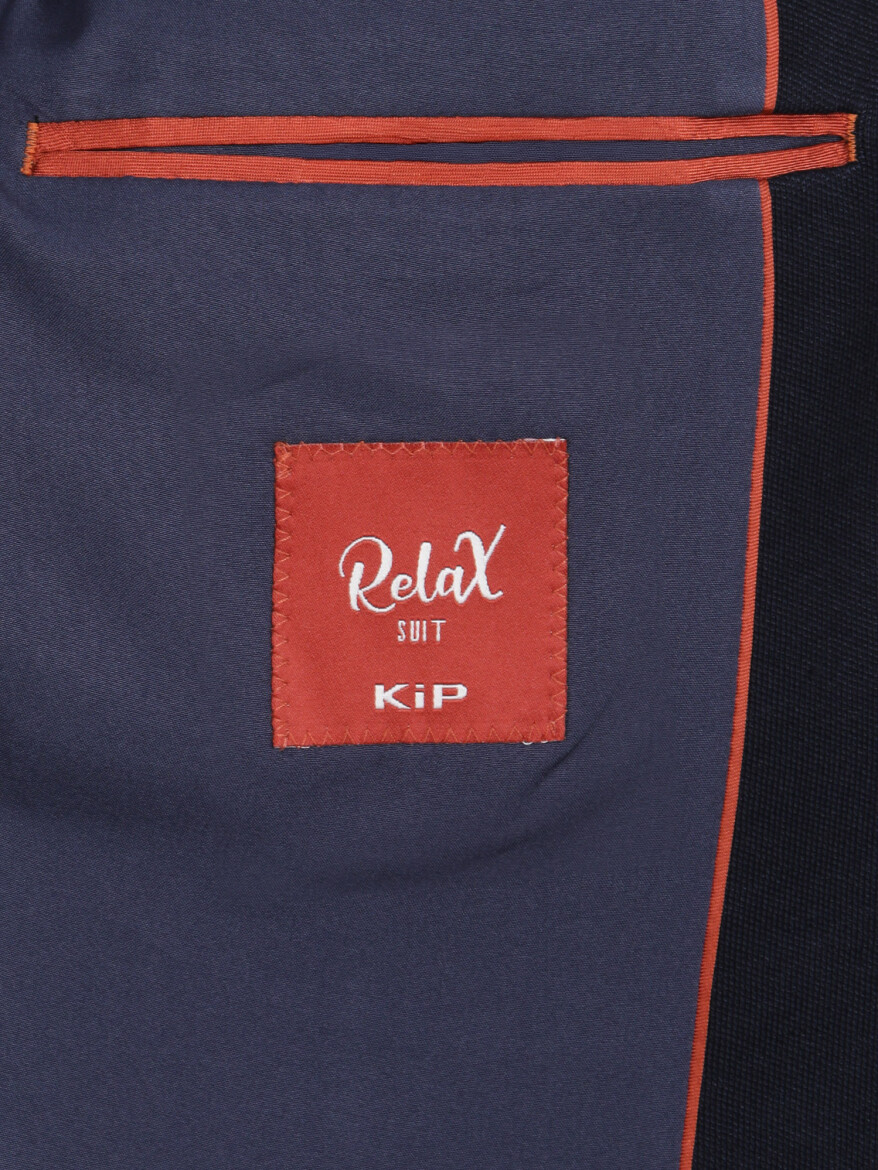 Lacivert Çizgili Modern Fit Pamuk Karışımlı Örme Takım Elbise - 12