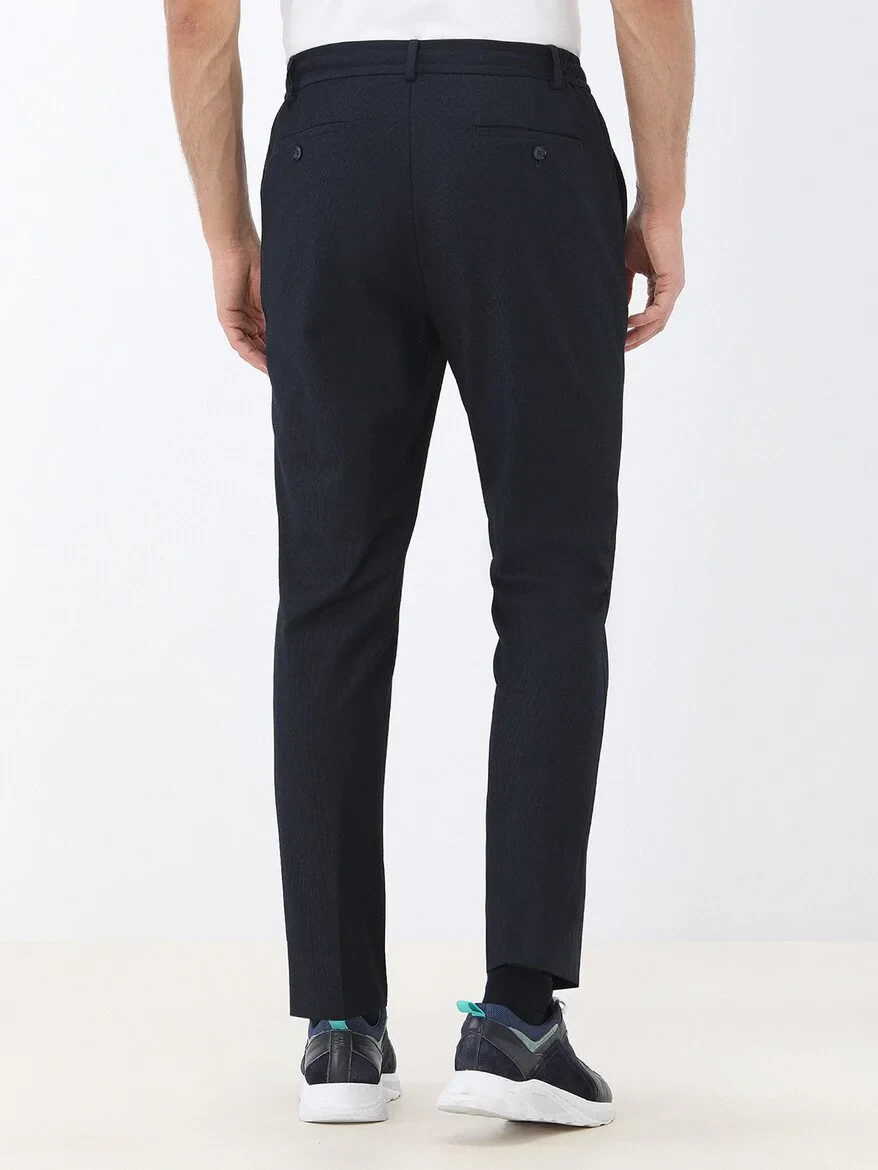 Lacivert Çizgili Modern Fit Pamuk Karışımlı Takım Elbise - 11