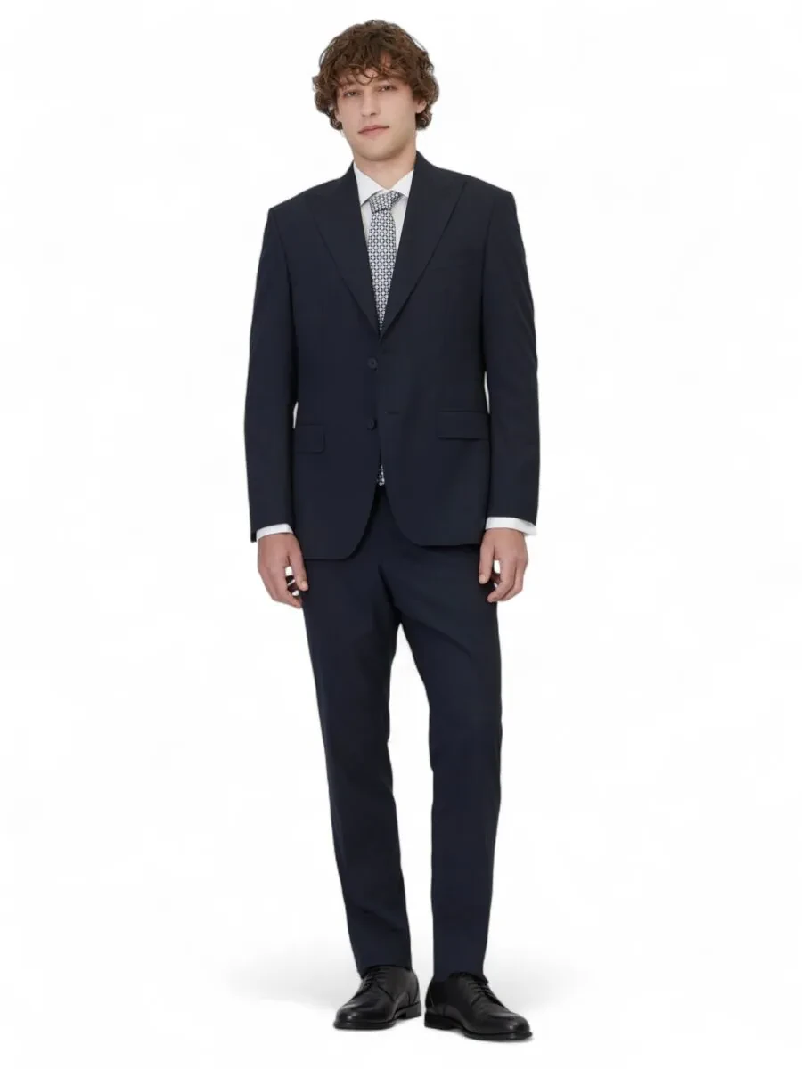 Lacivert Çizgili Modern Fit Takım Elbise - 2