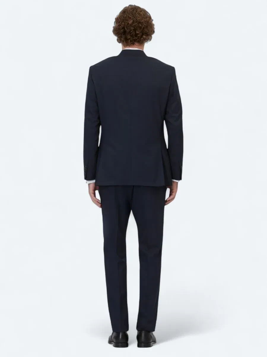 Lacivert Çizgili Modern Fit Takım Elbise - 5
