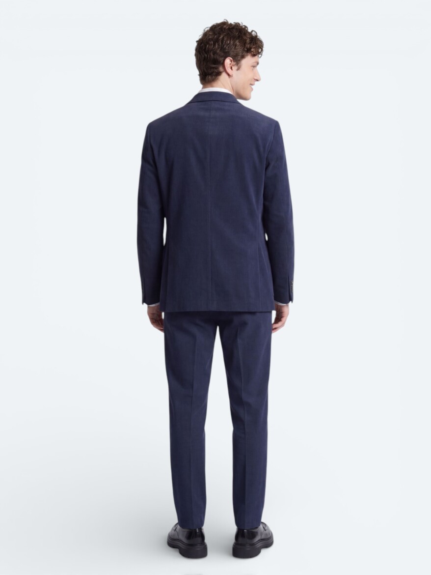 Lacivert Çizgili Modern Fit Takım Elbise - 5