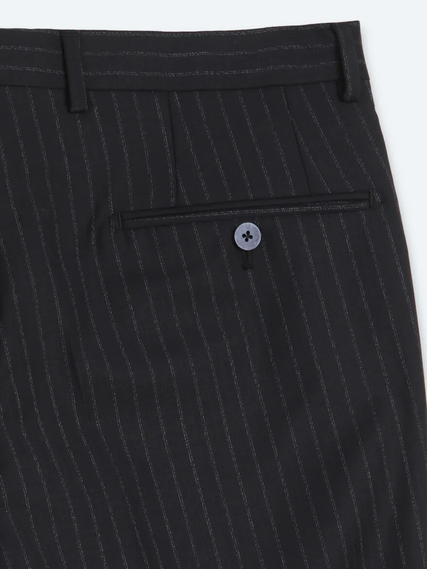 Lacivert Çizgili Modern Fit Yün Karışımlı Takım Elbise - 14