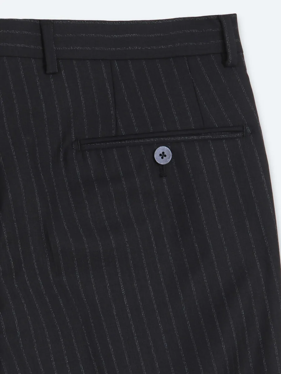 Lacivert Çizgili Modern Fit Yün Karışımlı Takım Elbise - 14