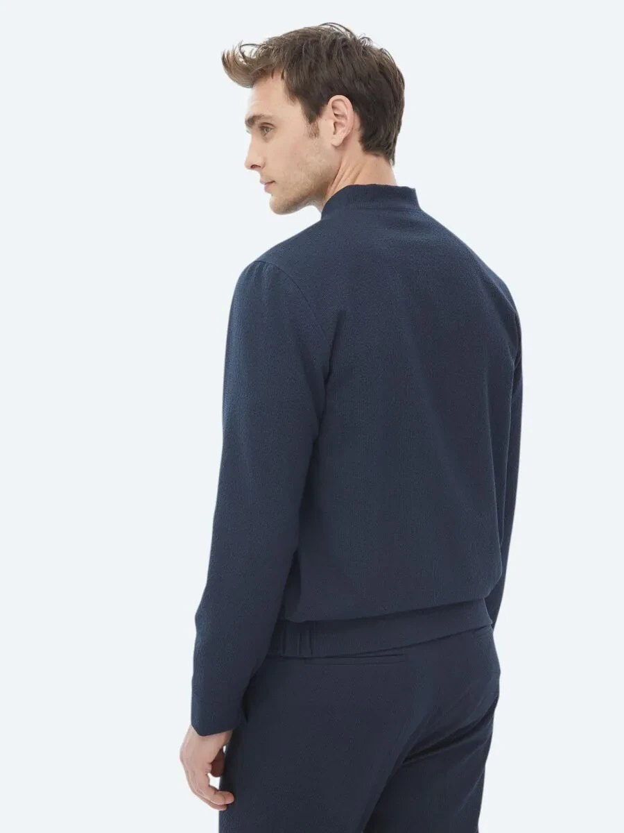 Lacivert Çizgili Oversize Fit Takım Elbise - 11