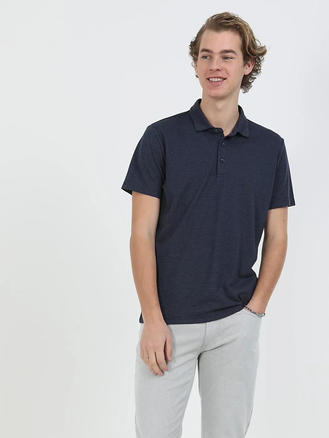 Lacivert Çizgili Polo Yaka T-Shirt - KİP