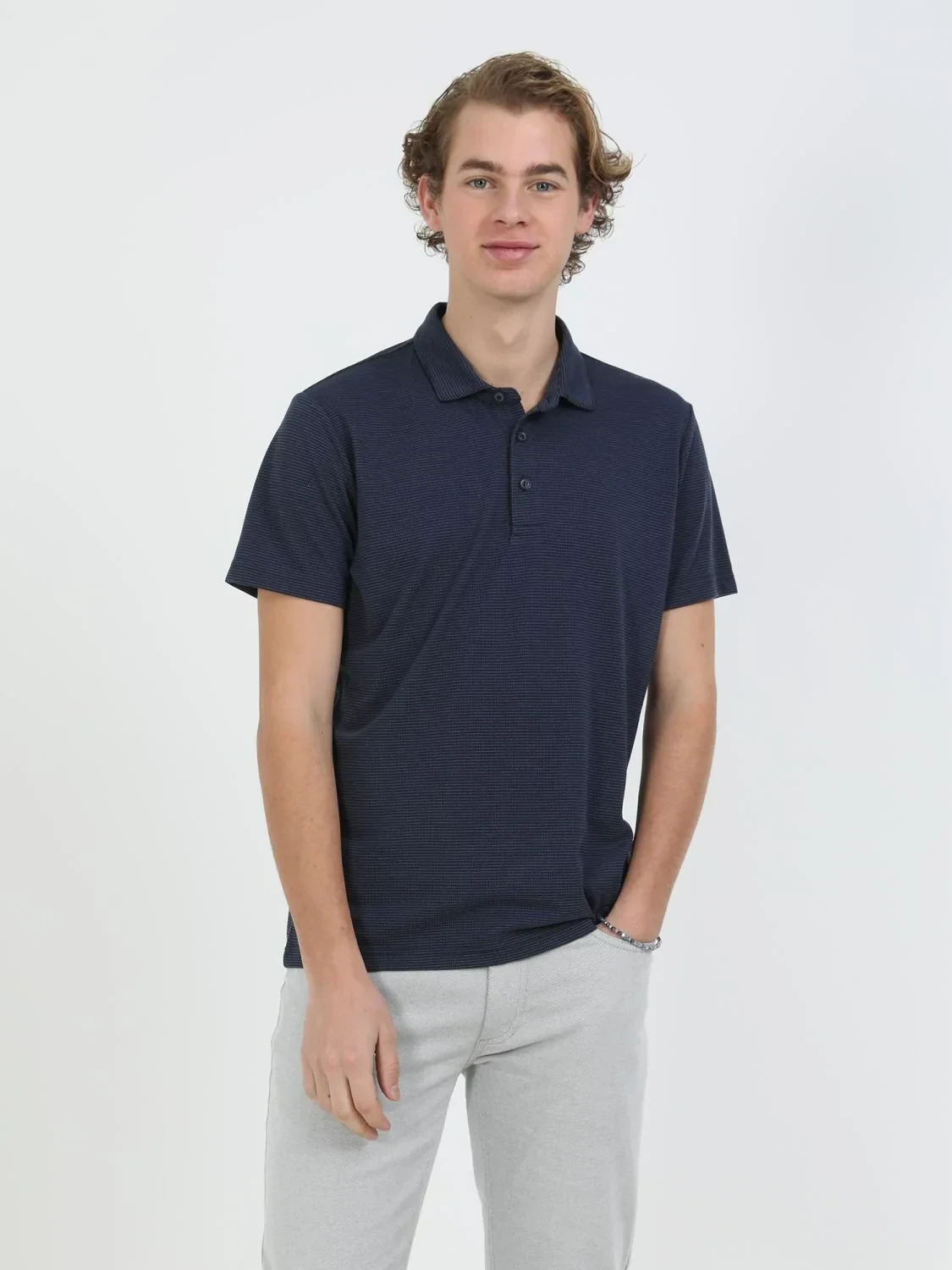 Lacivert Çizgili Polo Yaka T-Shirt - 2