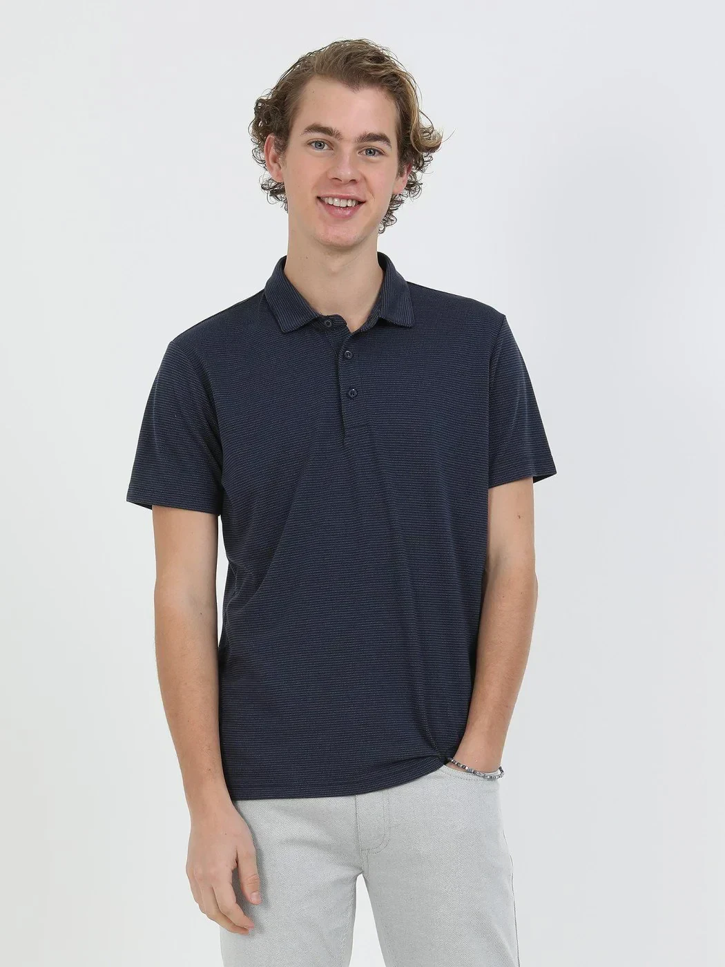 Lacivert Çizgili Polo Yaka T-Shirt - 4