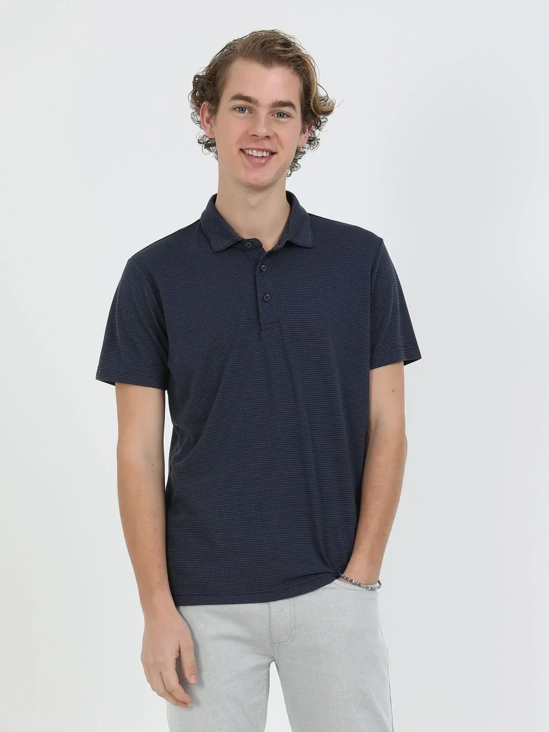 Lacivert Çizgili Polo Yaka T-Shirt - 4