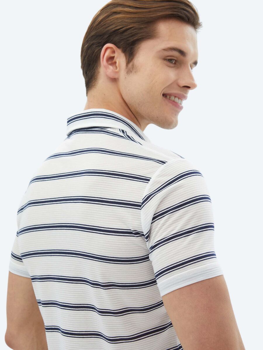 Lacivert Çizgili Polo Yaka T-Shirt - 7