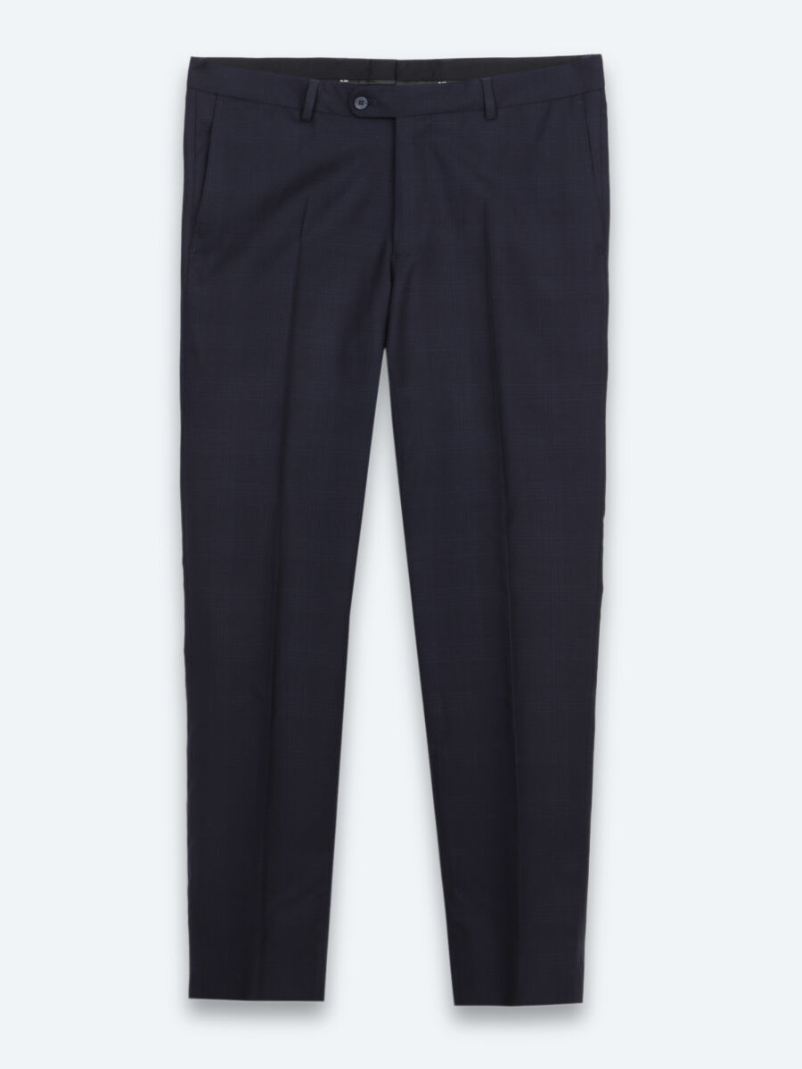 Lacivert Çizgili Regular Fit %100 Yün Takım Elbise - 6