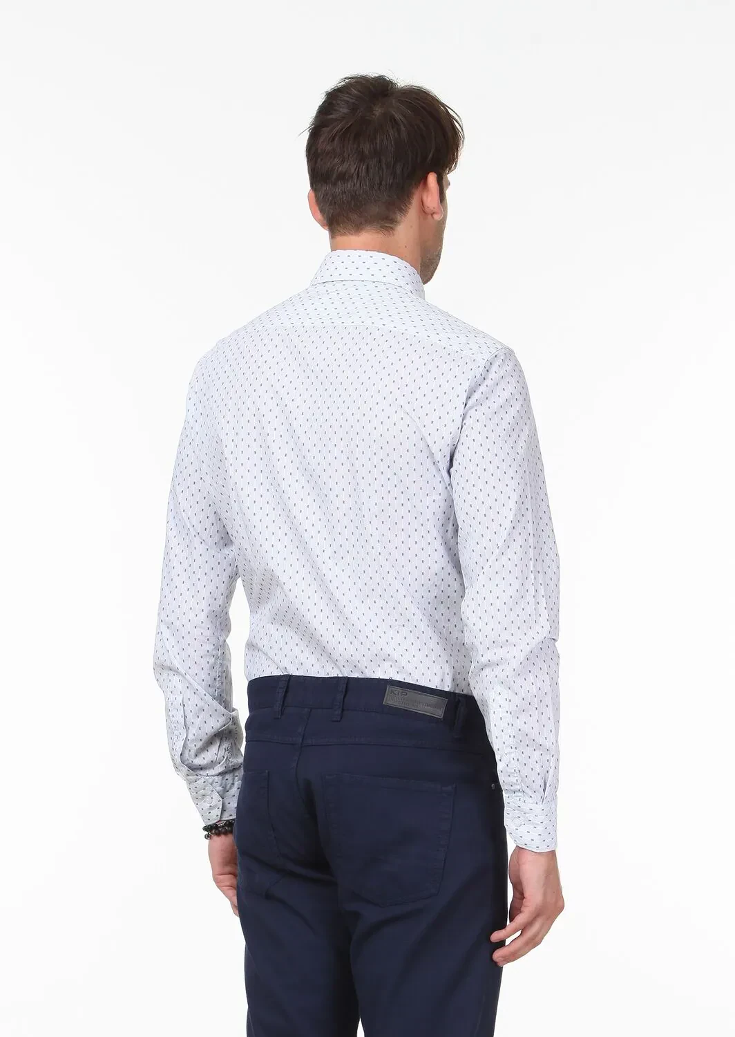 Lacivert Çizgili Regular Fit Dokuma Casual %100 Pamuk Gömlek - 4