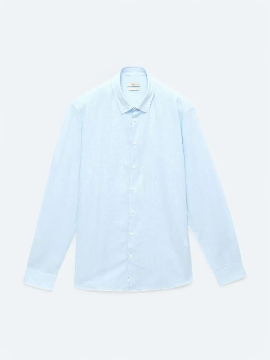 Lacivert Çizgili Regular Fit Dokuma Casual Pamuk Karışımlı Gömlek - 1