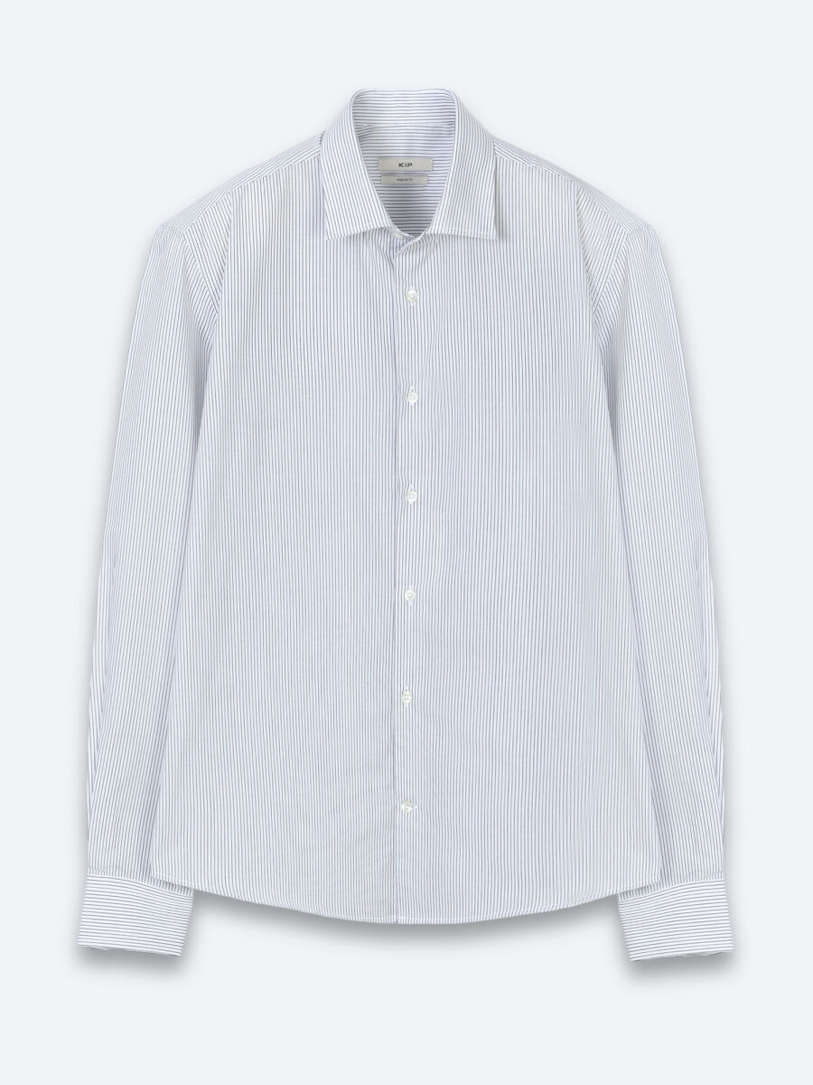Lacivert Çizgili Regular Fit Uzun Dokuma Casual Pamuk Karışımlı Gömlek - 6