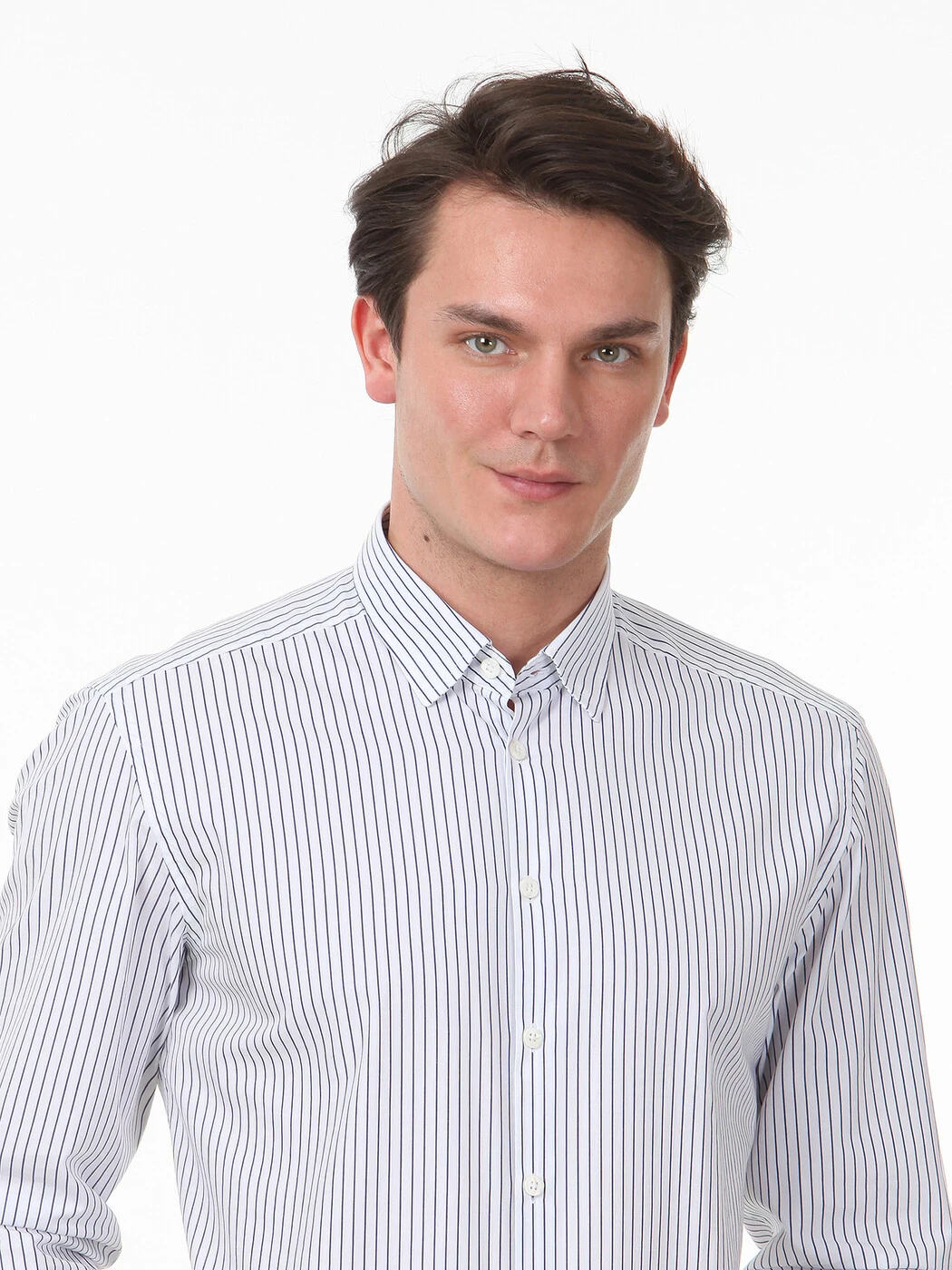 Lacivert Çizgili Slim Fit Dokuma Casual %100 Pamuk Gömlek - 3