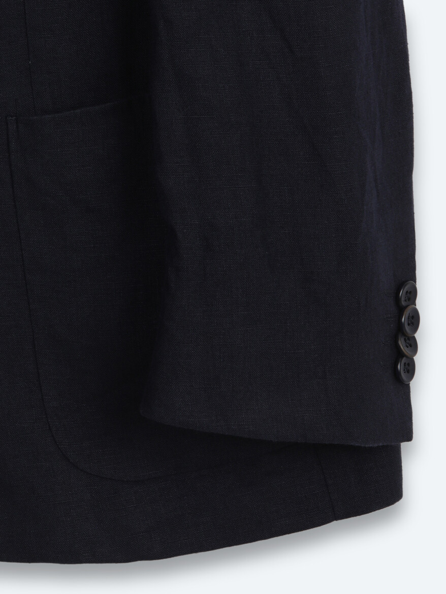 Lacivert Comfort Fit %100 Keten Takım Elbise - 9
