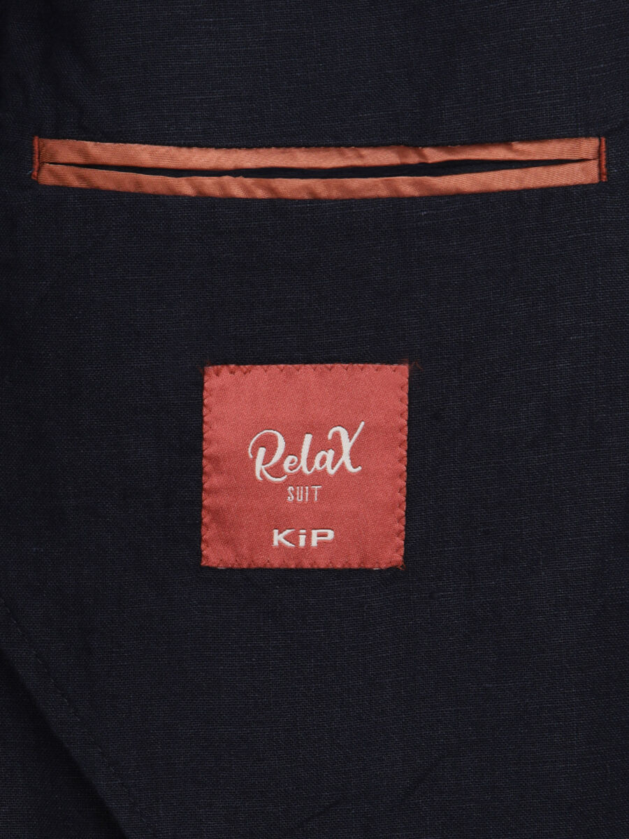 Lacivert Comfort Fit %100 Keten Takım Elbise - 11