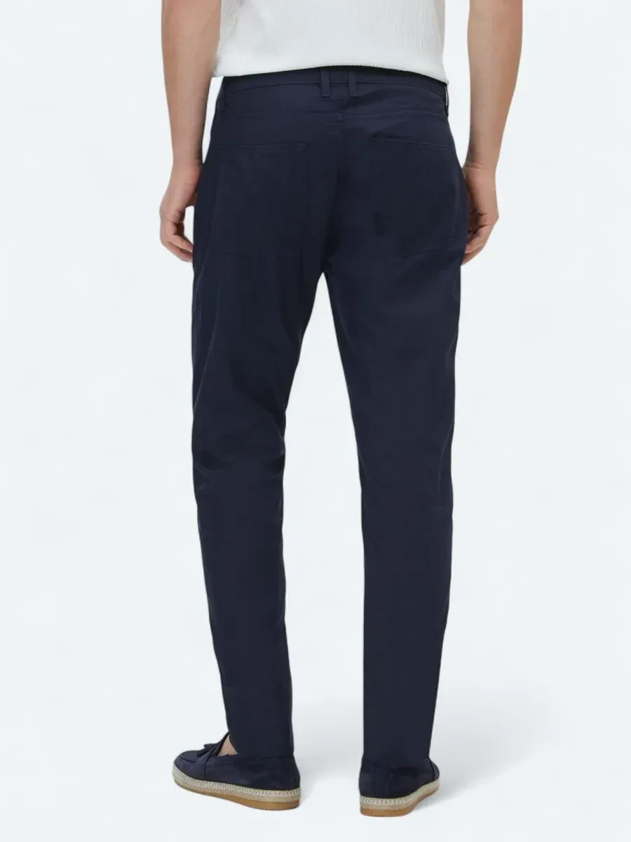 Lacivert Denim Slim Fit Casual Pamuk Karışımlı Pantolon - 4