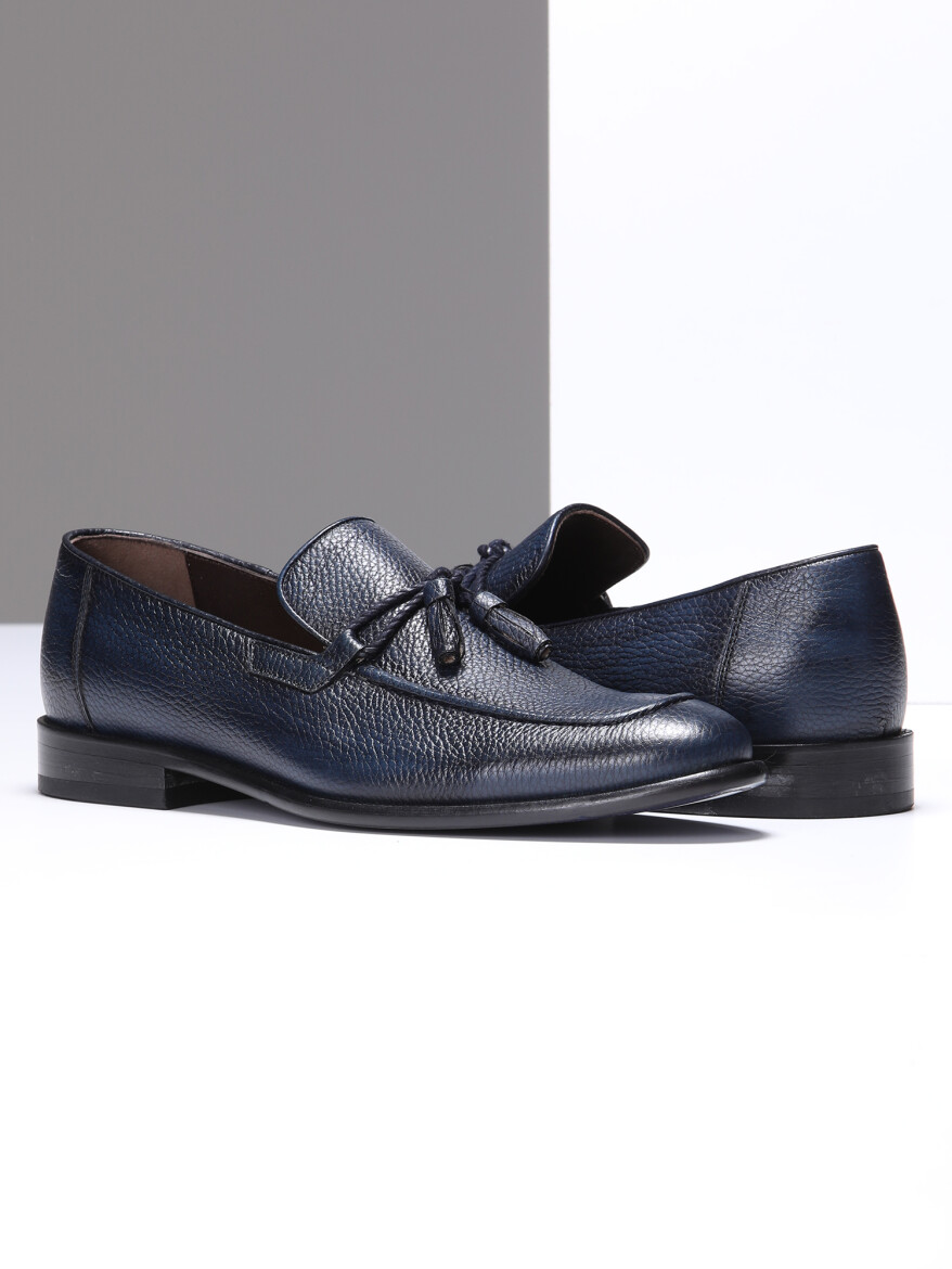 Lacivert Deri Klasik Loafer - 3