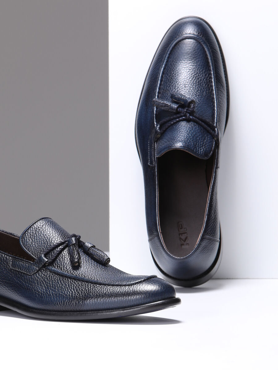 Lacivert Deri Klasik Loafer - 4