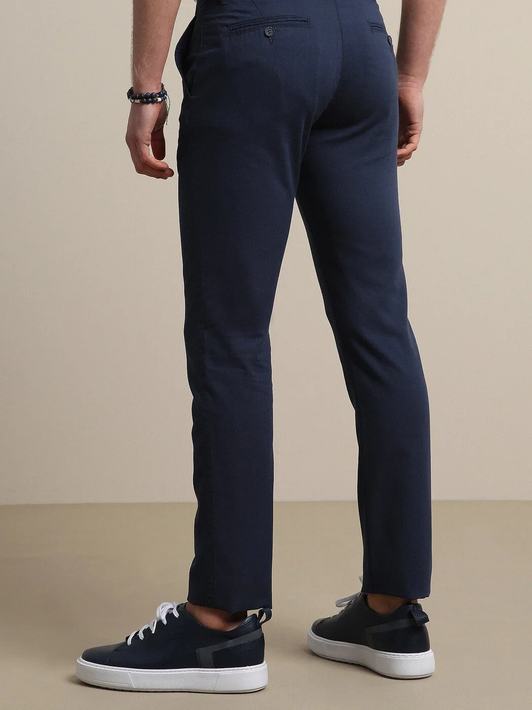 Lacivert Desenli Dokuma Regular Fit Casual Pamuk Karışımlı Pantolon - 5