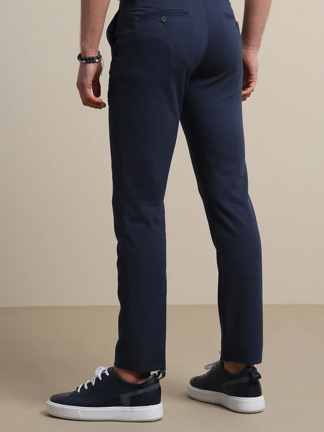 Lacivert Desenli Dokuma Regular Fit Casual Pamuk Karışımlı Pantolon - 5