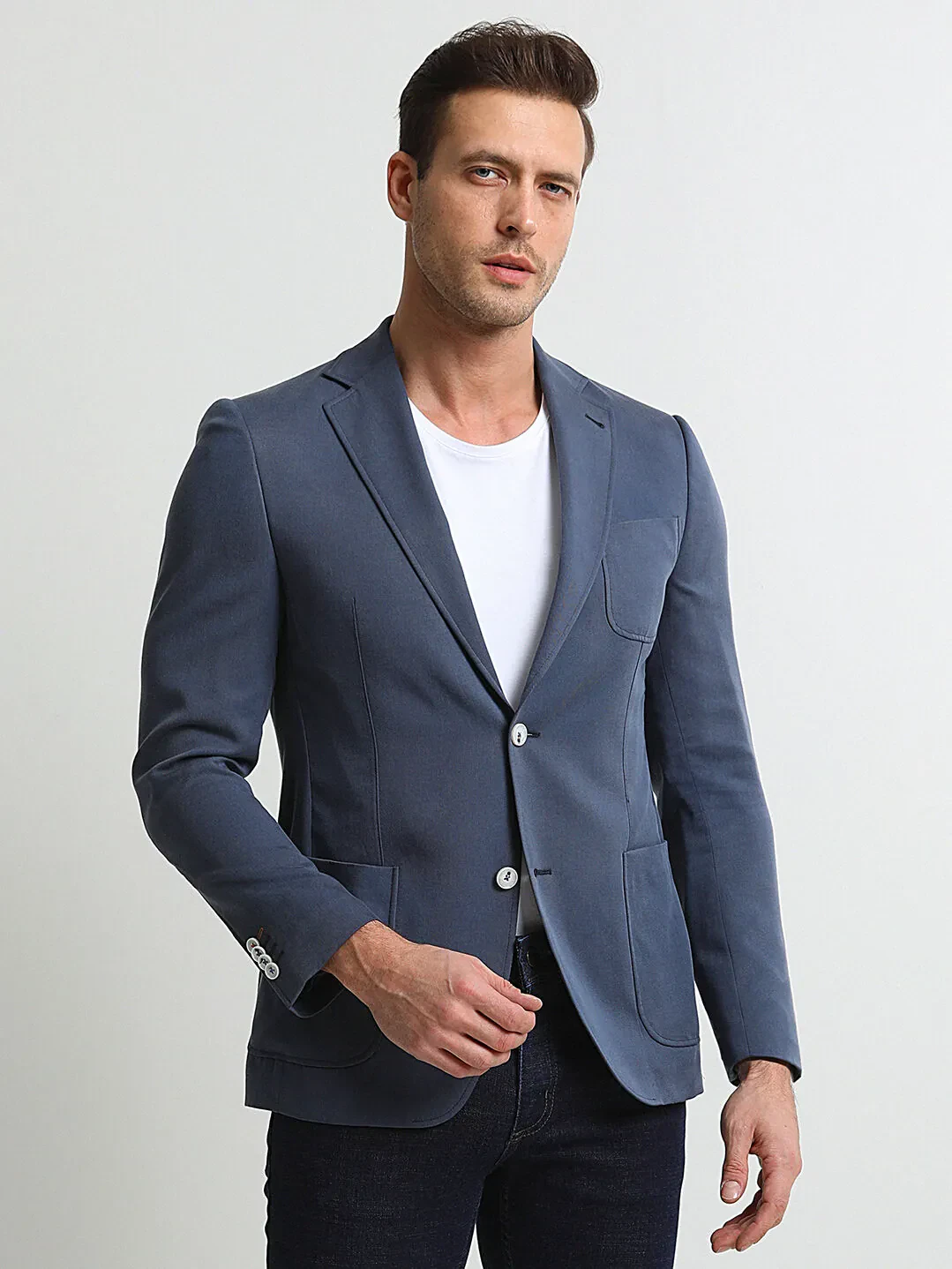 Lacivert Desenli Modern Fit Ceket - 1